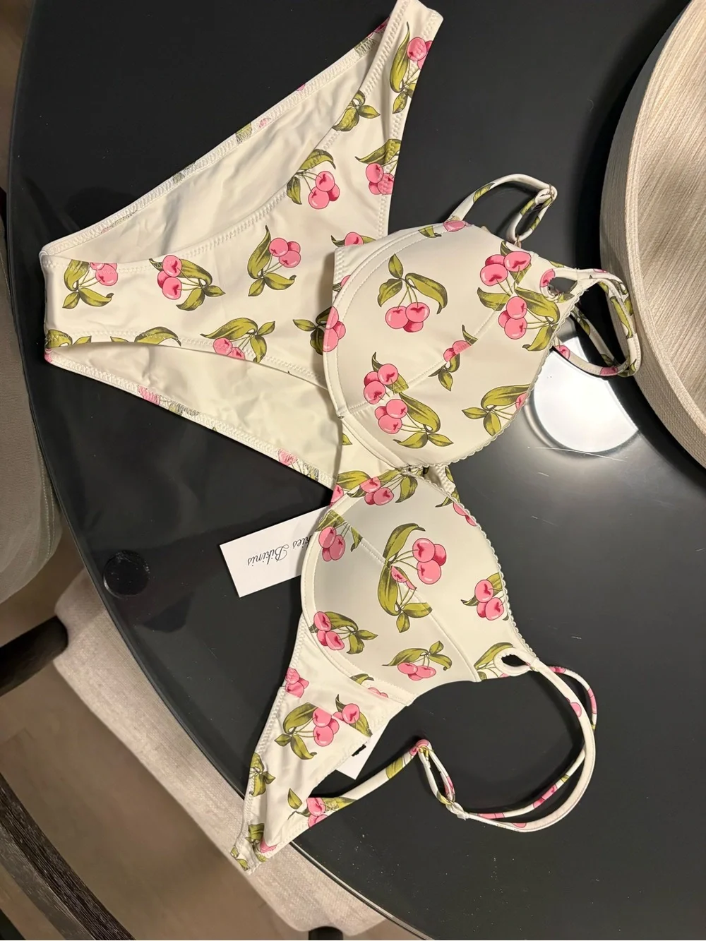 Frankie's Bikinis Cherry Picked Floral Bikini - White, Pink, Green